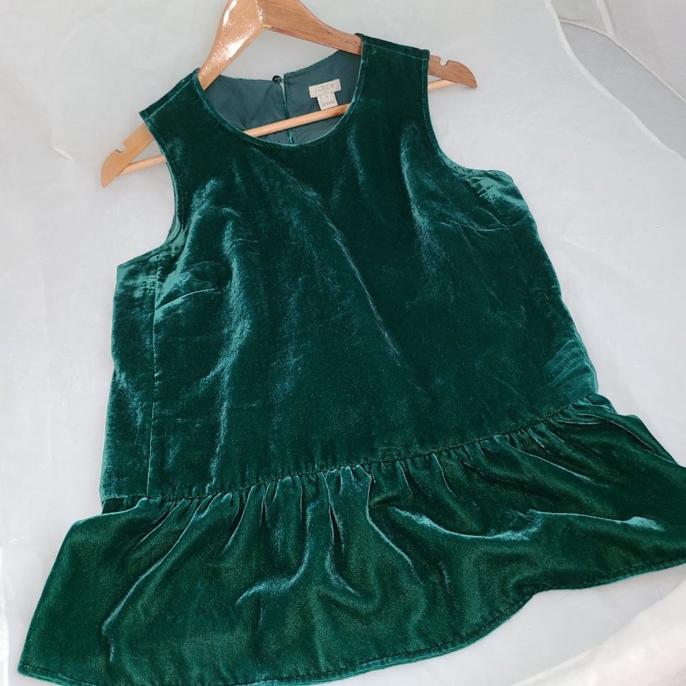J Crew‎ Emerald Green Sleeveless Velvet  Blouse